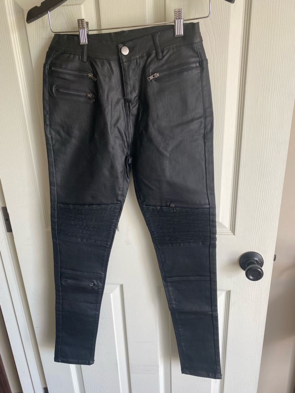 Black Faux Leather Straight Leg Pants